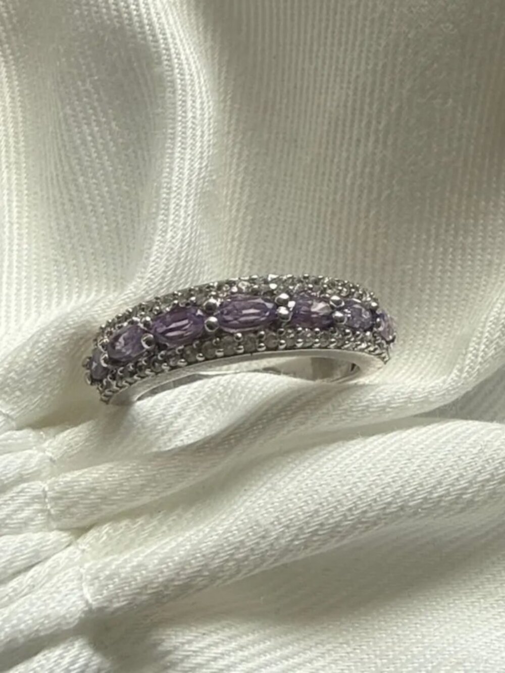 Amethyst and pave band